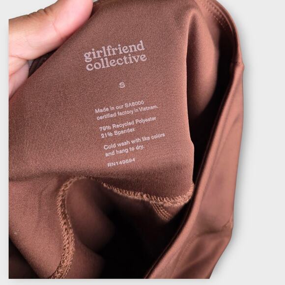 NEW Girlfriend Collective Womens High Rise Leggings Small Brown Compressive - Picture 5 of 5